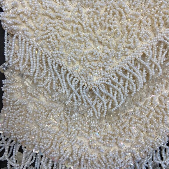 Vintage Hong Kong White Evening Party Mini Bag Purse Beaded - Picture 4 of 12